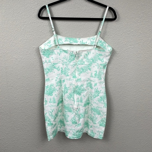 New Avec Les Filles Just Sea Denim Mini Dress in Seafoam Mermaid Toile Sz 10 - Picture 3 of 11